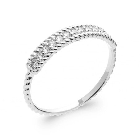 Bague Argent Rhodié Double Torsade Scintillante | Kara Bijoux