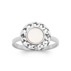 Bague Nacre Ovale & Argent Rhodié Tressé - Kara Bijoux
