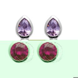 Puces d'Oreilles Goutte Violette en Argent Rhodié | Kara Bijoux
