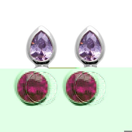 Puces d'Oreilles Goutte Violette en Argent Rhodié | Kara Bijoux