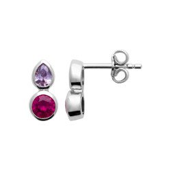 Puces d'Oreilles Goutte Violette en Argent Rhodié | Kara Bijoux