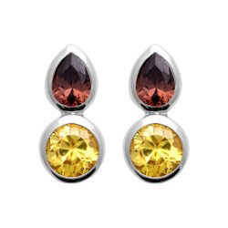 Boucles d'oreilles Argent Rhodié Duo Bicolore | Kara Bijoux