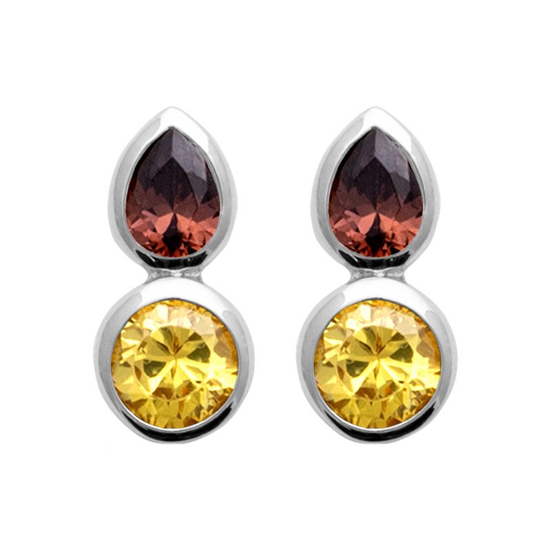 Boucles d'oreilles Argent Rhodié Duo Bicolore | Kara Bijoux