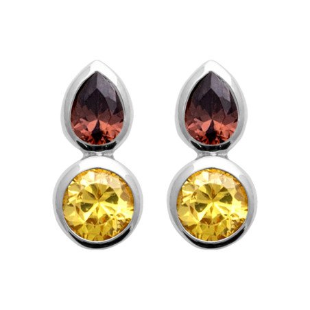 Boucles d'oreilles Argent Rhodié Duo Bicolore | Kara Bijoux