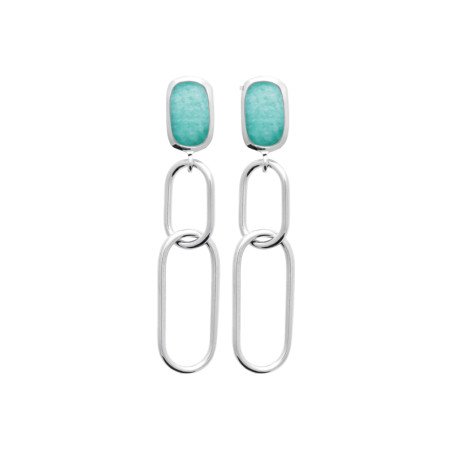 Boucles d'oreilles Amazonite et argent rhodié - Kara Bijoux