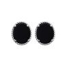 Boucles d'Oreilles Puces Agate Noire & Argent Rhodié | Kara Bijoux