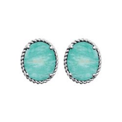 Boucles d'oreilles Amazonite Ovale | Argent Rhodié | Kara Bijoux