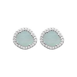 Boucles d'Oreilles Agate Bleue & Argent 925 Rhodié - Kara Bijoux