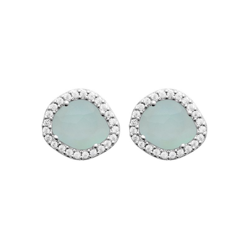 Boucles d'Oreilles Agate Bleue & Argent 925 Rhodié - Kara Bijoux