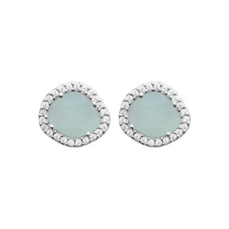 Boucles d'Oreilles Agate Bleue & Argent 925 Rhodié - Kara Bijoux