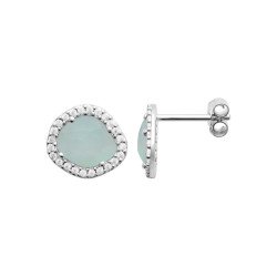 Boucles d'Oreilles Agate Bleue & Argent 925 Rhodié - Kara Bijoux
