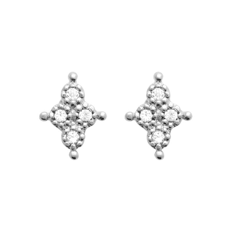 Puces d'Oreilles Étoile Scintillante Argent Rhodié | Kara Bijoux