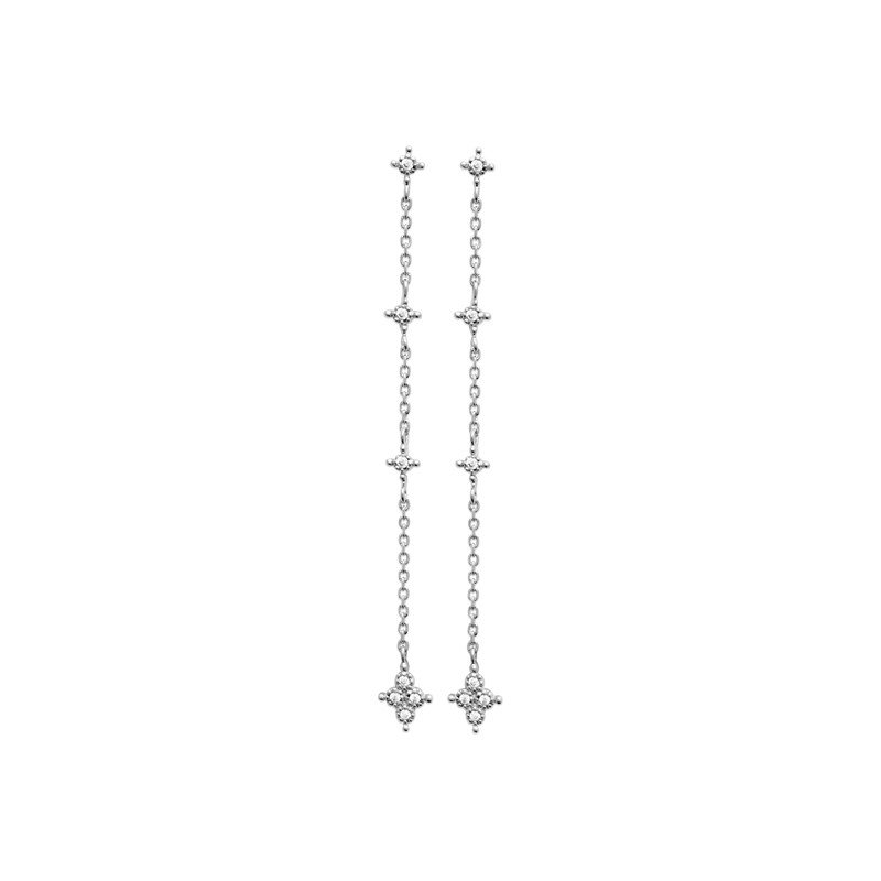 Boucles d'Oreilles Pendantes Éclat Floral Argent Rhodié | Kara Bijoux