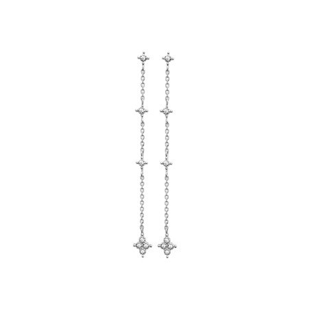 Boucles d'Oreilles Pendantes Éclat Floral Argent Rhodié | Kara Bijoux