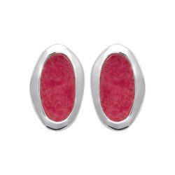 Boucles d'oreilles Ovale Rhodonite Argent Rhodié - Kara Bijoux