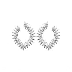 Boucles d'Oreilles Courbes Argent Rhodié Zirconium | Kara Bijoux