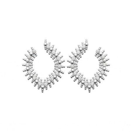 Boucles d'Oreilles Courbes Argent Rhodié Zirconium | Kara Bijoux