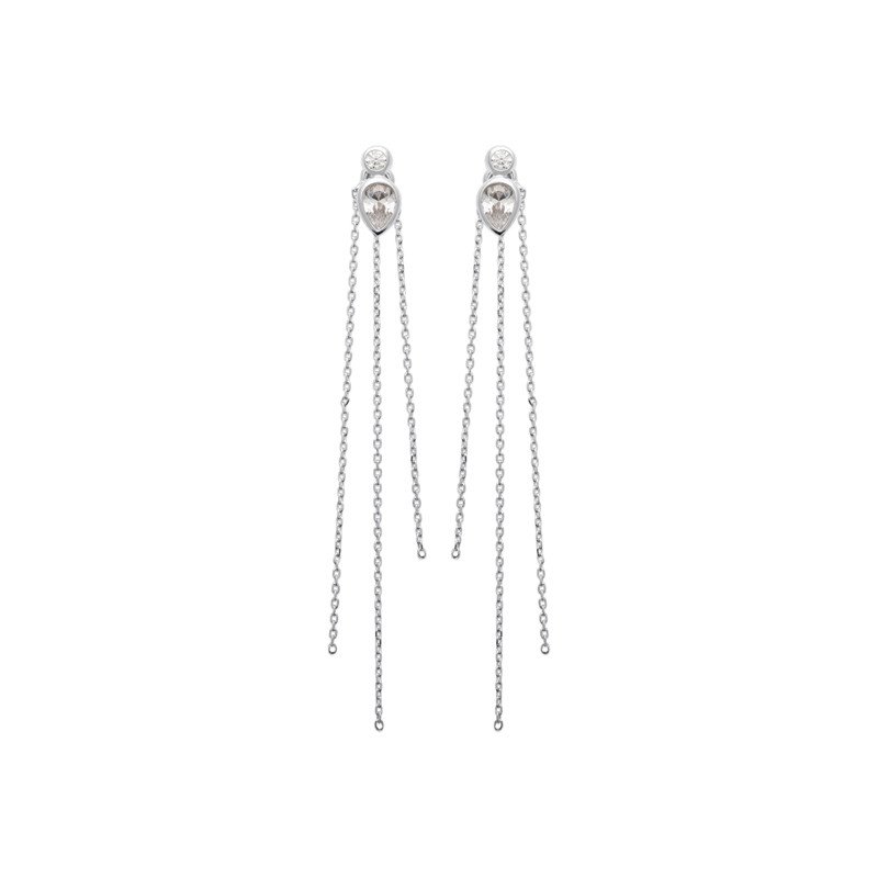 Boucles d'Oreilles Pendantes Argent Rhodié Zirconia Kara Bijoux