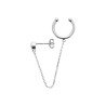 Boucle d'Oreille Manchette Chaîne Zirconium Argent Rhodié