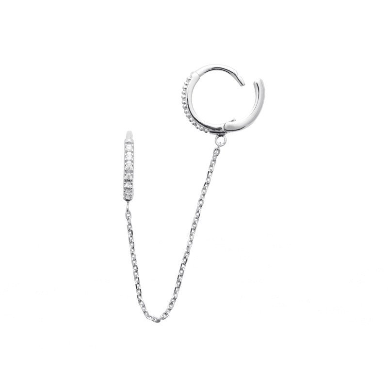 Boucle d'Oreille Chaîne & Manchette Argent Rhodié | Kara Bijoux