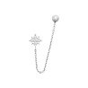 Boucle d'Oreille Double Puce Chaîne Étoile Argent Rhodié