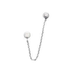 Mono Boucle d'oreille Chaîne Zircons - Argent 925 Rhodié