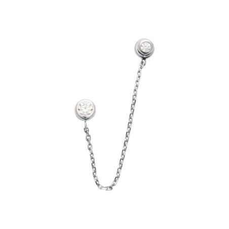 Mono Boucle d'oreille Chaîne Zircons - Argent 925 Rhodié
