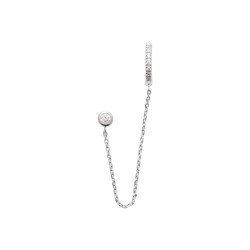 Boucle d'Oreille Chaîne et Puce Scintillante Argent Rhodié