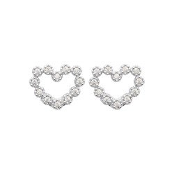 Boucles d'Oreilles Cœurs Scintillants - Argent Rhodié | Kara Bijoux
