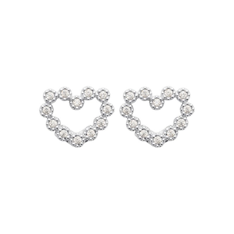 Boucles d'Oreilles Cœurs Scintillants - Argent Rhodié | Kara Bijoux