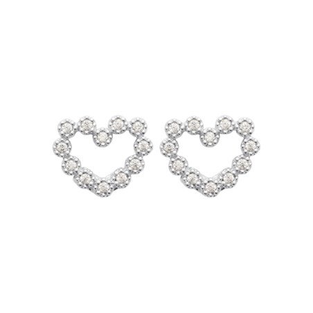 Boucles d'Oreilles Cœurs Scintillants - Argent Rhodié | Kara Bijoux