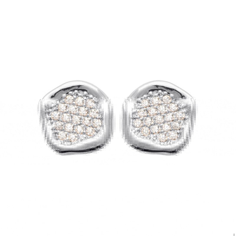 Boucles d'Oreilles Puces Argent Rhodié & Oxydes de Zirconium