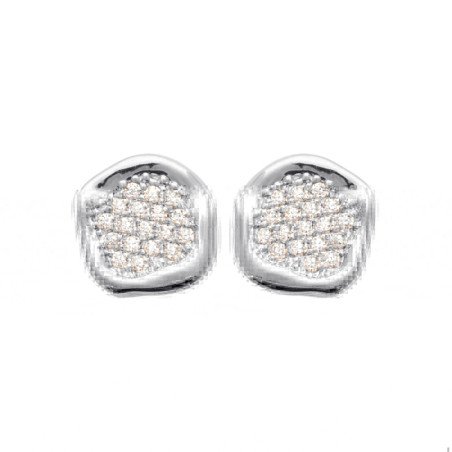 Boucles d'Oreilles Puces Argent Rhodié & Oxydes de Zirconium