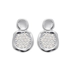 Boucles d'Oreilles Galet Scintillant Argent Rhodié