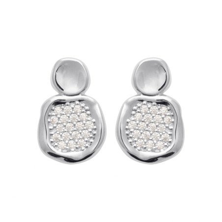 Boucles d'Oreilles Galet Scintillant Argent Rhodié