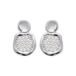 Boucles d'Oreilles Galet Scintillant Argent Rhodié