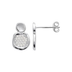 Boucles d'Oreilles Galet Scintillant Argent Rhodié