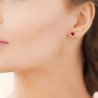 Boucles d'Oreilles Cœur Rouge Argent Rhodié - Kara Bijoux