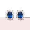 Boucles d'Oreilles Ovale Bleu Scintillant - Argent Rhodié