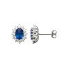 Boucles d'Oreilles Ovale Bleu Scintillant - Argent Rhodié