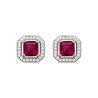 Boucles d'Oreilles Carré Rubis Synthétique Argent Rhodié | Kara Bijoux