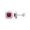 Boucles d'Oreilles Carré Rubis Synthétique Argent Rhodié | Kara Bijoux