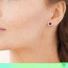 Boucles d'Oreilles Carré Rubis Synthétique Argent Rhodié | Kara Bijoux
