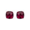Boucles d'Oreilles Clous Carré Rouge Argent Rhodié | Kara Bijoux