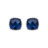 Boucles d'Oreilles Carré Zirconium Bleu Argent Rhodié - Kara Bijoux