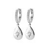 Boucles d'Oreilles Créoles Goutte Étoile Argent Rhodié
