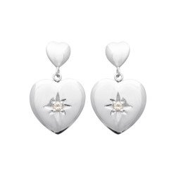 Boucles d'oreilles Cœurs Scintillants Argent Rhodié & Zirconia