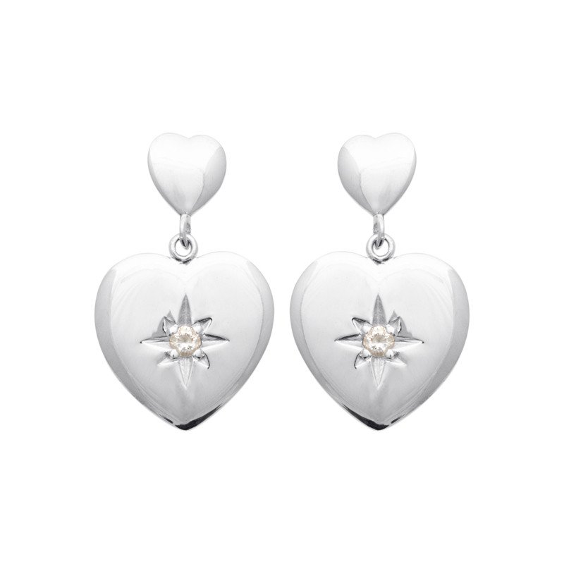 Boucles d'oreilles Cœurs Scintillants Argent Rhodié & Zirconia