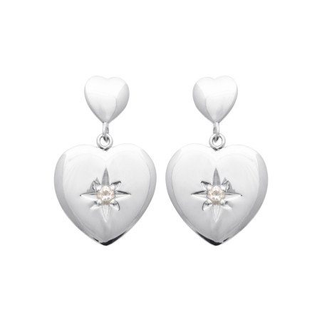 Boucles d'oreilles Cœurs Scintillants Argent Rhodié & Zirconia