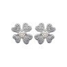 Puces d'Oreilles Trèfle Argent Rhodié Zirconium | Kara Bijoux